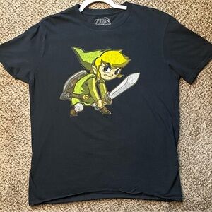 Black T-Shirt with link Cartoon Character Graphic